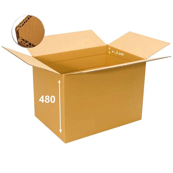 Krabice papírová klopová 5VVL 680 x 480 x 480 mm s rylem 300 mm