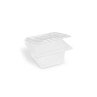 Miska (rPET) hranatá s víčkem 375 ml - průhledná (50 ks)