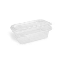 Miska (rPET) hranatá s víčkem 750 ml - průhledná (50 ks)