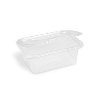 Miska (rPET) hranatá s víčkem 1000 ml - průhledná (50 ks)