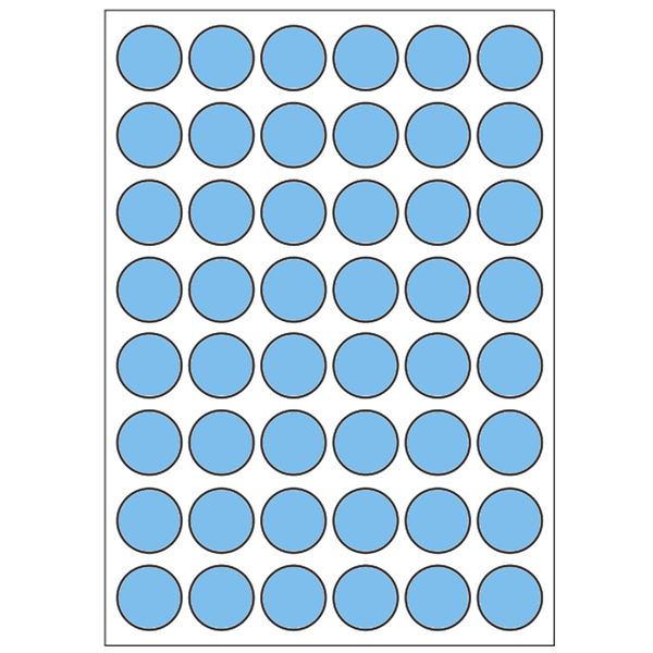 Samolepicí etikety průměr 15 mm, A6 (10 ks) modré