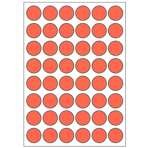 Samolepicí etikety průměr 15 mm, A6 (10 ks) červené