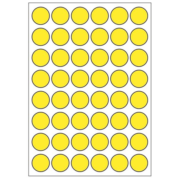 Samolepicí etikety průměr 15 mm, A6 (10 ks) žluté