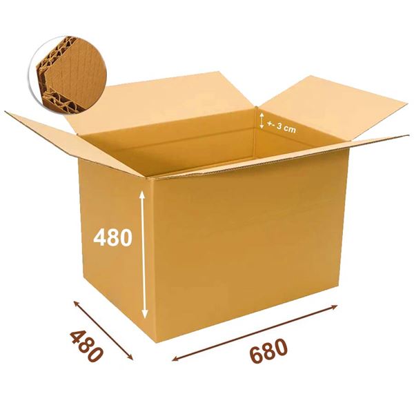 Krabice papírová klopová 5VVL 680 x 480 x 480 mm s rylem 300 mm