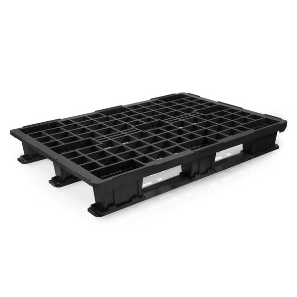 Plastová paleta 1200 x 800 mm, stohovatelná s ližinami