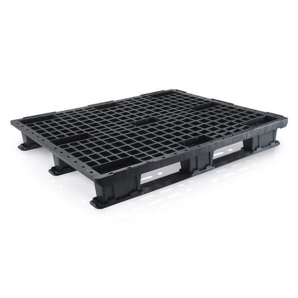 Plastová paleta 1200 x 1000 mm, stohovatelná s ližinami