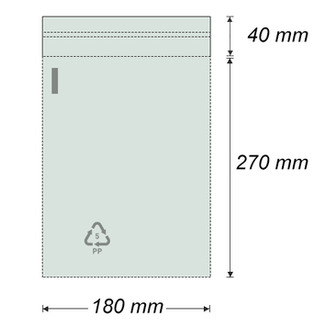Sáček polyprop. se samolep. klopou 180 x 270 mm + 40 mm (100 ks)