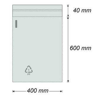 Sáček polypropylenový se samolepicí klopou 400 x 600 + 40 mm (100 ks) - transparentní