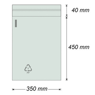 Sáček polyprop. se samolep. klopou 350 x 450 mm + 25 mm (100 ks)