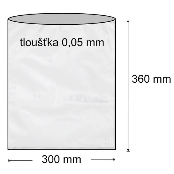 Sáček polyetylénový plochý 300 x 360 mm (1000 ks) - transparentní