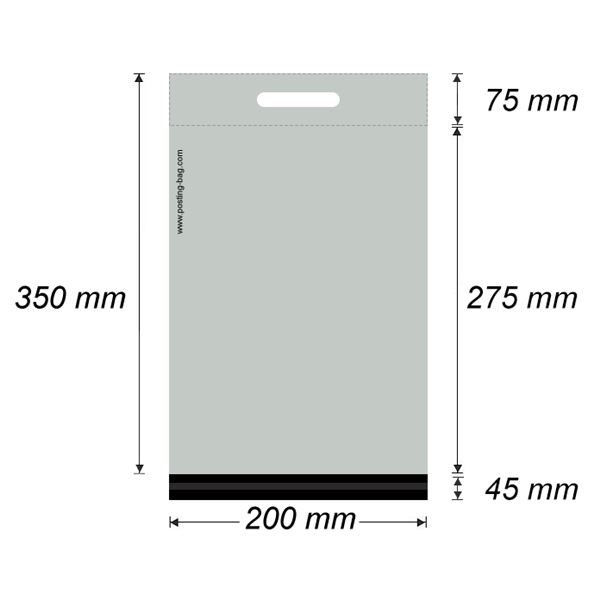 Plastová obálka - zasílací taška 200 x 350 mm + 45 mm x 0,05 mm (1 ks)