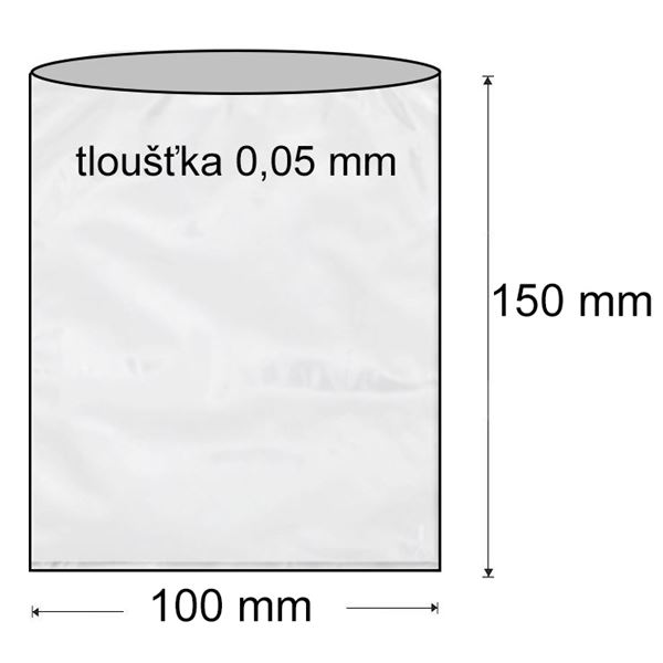 Sáček polyetylénový plochý 100 x 150 mm (1000 ks) - transparentní